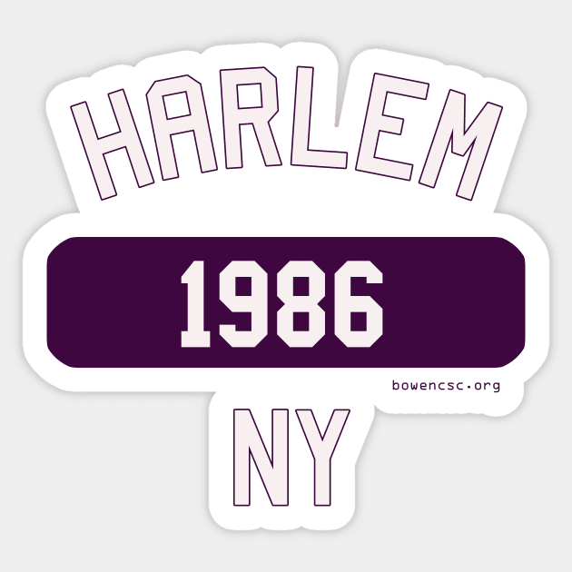 Harlem NY 1986 (Purple/White) Sticker by The Bowen Center